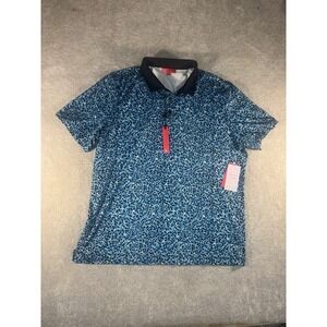 Redvanly Golf Shirt Polo Brewer Floral Print Sz XXL Malibu Blue Performance $105
